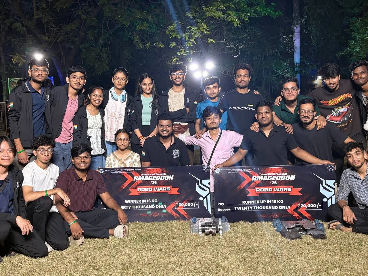 Texcelrators RoboWars team celebrating after competition